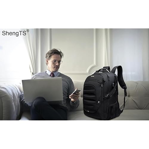 Travel Laptop Backpack 19 Inch Computer Backpack with USB Charging Port Business College Daypack Stylish Bag