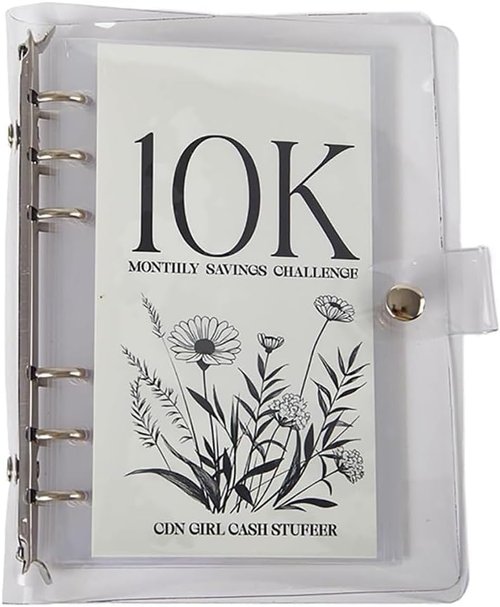 12-Month Money Saving Challenge Binder by [Brand Name] - 10K Savings Book with Loose Leaf Envelopes