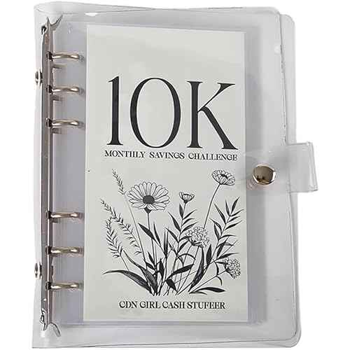 12-Month 200 Envelopes Money Saving Challenge Binder, 10k Dollars Money Saving Challenge Book, Loose Leaf Savings Book Challenge Envelope Savings Book (10K)