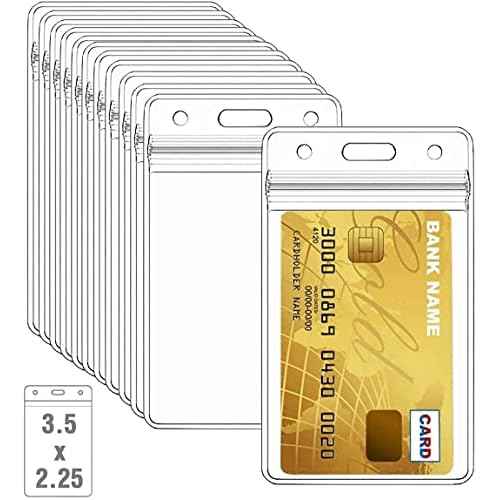 200 Pcs Clear Plastic Vertical Name Badge ID Card Holders