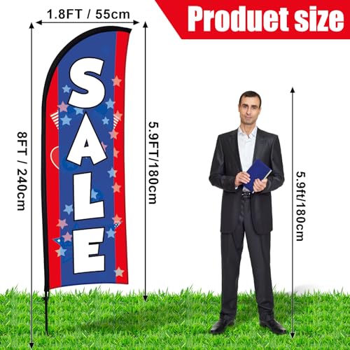 Buryeah 2 Sets Sale Feather Flag with Pole Kit and Ground Stake 8ft Advertising Sign Banner Swooper Flag with Ground Stake and Portable Bag for Business Outside Event