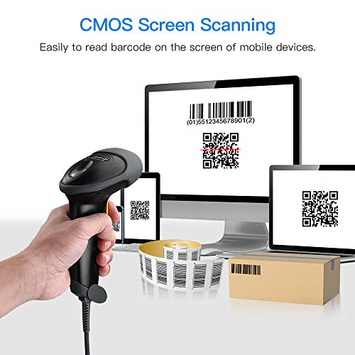 Eyoyo EYH2 Black Handheld USB 2D & 1D Barcode Scanner for POS & Mobile Payments