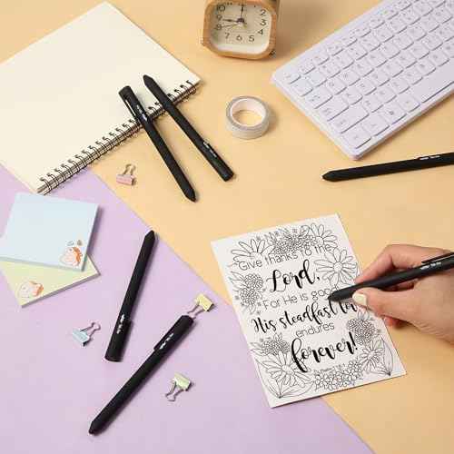 Mr. Pen- Retractable Gel Pens, 6 Pack, Black Ink, Black Barrel Gel Pens, Gel Pen Fine Point