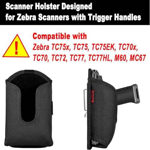 Scanner Holster Handle Series - Thick Quality, Large, Heavy Duty, Sturdy Metal Belt Clip, Durable, Pocket-Friendly, Compatible with Zebra Barcode, Black