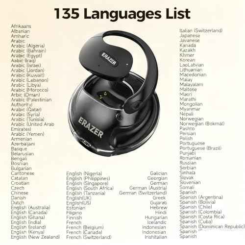 ERAZER X15 PRO Translation Earbuds Real Time Translator Earbuds Wireless Bluetooth 5.4 Open Ear AI Headphones for 135 Languages Translation Ear Buds With Earhooks Support Playing Music Phone Calls