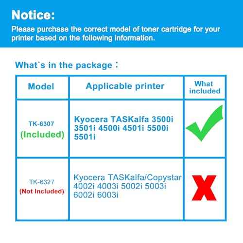 LCL Compatible Toner Cartridge Replacement for Kyocera TK6307 TK-6307 TK-6309 TK-6309K 1T02LH0US0 1T02LH0CS TASKalfa 3500i 3501i 4500i 4501i 5500i 5501i (1-Pack Black)