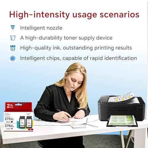 275 and 276 Ink Cartridges Combo Pack Replacement for Canon Ink 275 276 Compatible with Pixma TR4720 Series TR4700 TR4722 TS3520 Series TS3522 TS3500 TS3700 TS3720 TS3722 Printer (PG-275XL / CL-276XL)