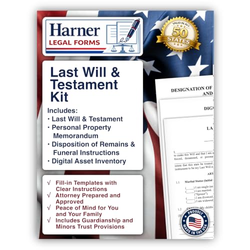 Last Will & Testament Kit with Funeral Instructions, Digital Assets Inventory & Personal Property Memorandum
