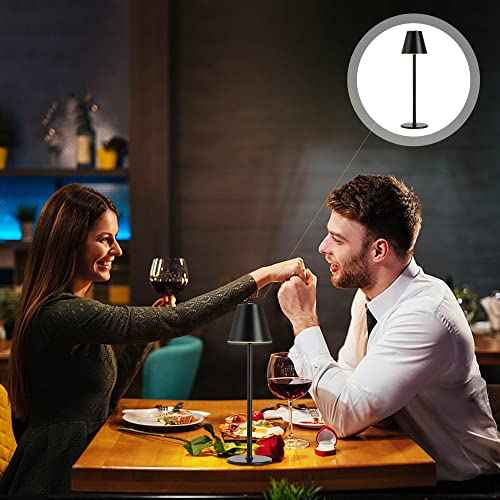 2 Pack LED CordlessTable Lamp,4000mAh Rechargeable Battery Desk lamp,3 Level Brightness Night Light,Minimalist Design, for Couple Dinner/Coffee Table/Restaurant/Bedroom(Black 2pack)