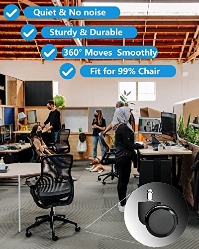 Grykot 5-Pack Office Chair Wheels Replacement 2in Heavy-Duty Casters for Hardwood & Carpet