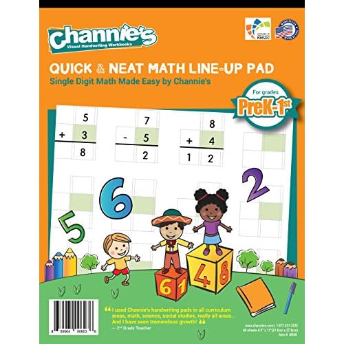 Channie¡¯s All-In-One Visual Handwriting & Math Workbook Set for Pre-Kindergarten - 1st Grade Elementary School Students (5 Pack)