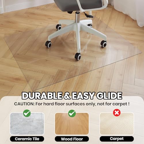 Clear Office Chair Mat for Hardwood Floor, 36 x 60 Inch Desk Chair Mat, Plastic Floor Protectors for Chairs, Heavy Duty Wood Tile Floor Mats for Home & Office