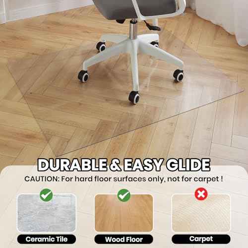 Clear Chair Mat for Hardwood Floor, 48 x 60 Inch Large Office Chair Mat, Plastic Floor Protector, 4'¡¿5' Area Rug for Living Room, Heavy Duty Wood Tile Floor Mats for Home Laundry Dining Area