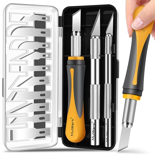 MulWark 16-Piece Precision Hobby Knife Set for Crafting & Modeling