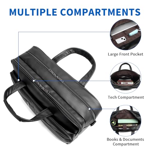 seyfocnia Men¡¯s Leather Messenger Bag, 15.6 Inch 17.3 Inch Laptop Briefcase Satchel Computer Shoulder Bag Business Handbag