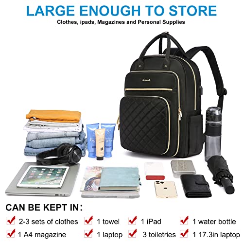 LOVEVOOK Laptop Backpack for Women, Water Resistant Travel Work Backpacks Purse Stylish College Business Teacher Nurse Computer Bag with USB Charging Port, Fits 17" Laptop