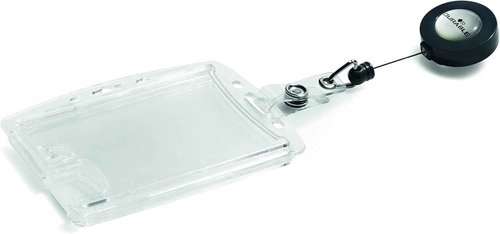 Durable Shell-Style Security ID Pass Holder 2.75" x 4.00" Inches with Retractable Badge Reel Transparent - Pack of 10 Badges - Perfect for Holding Swipe Cards, ID Cards and More.