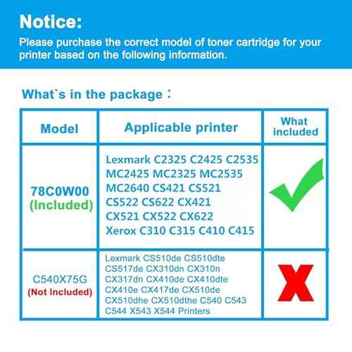 78C0W00 008R13325 Waste Toner Box/Bottle/Container Replacement for Lexmark MC2425 MC2325 MC2535 CS421 CS521 CX421 CX521 and Replacement for Xerox C310 C315 C410 C415 Printers