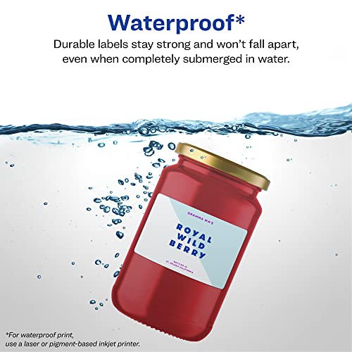 Avery Durable Waterproof Rectangle Labels, Sure Feed Technology, Print-to-The-Edge, 2" x 3", 400 Total, Oil and Tear-Resistant, Waterproof, Laser/Pigment-Based Inkjet Printable