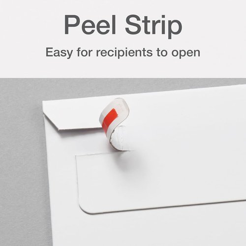 Quality Park Photo Document Mailers, Redi-Strip Self Seal Closure, Rigid Stay Flat Mailer, White Recycled Fiberboard, 9" x 11.5", 25 per Box
