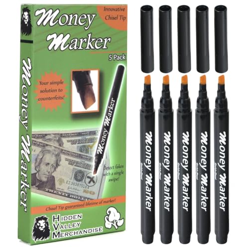 HVM 5 Pack Counterfeit Money Detector Pens - Fake Bill Detection