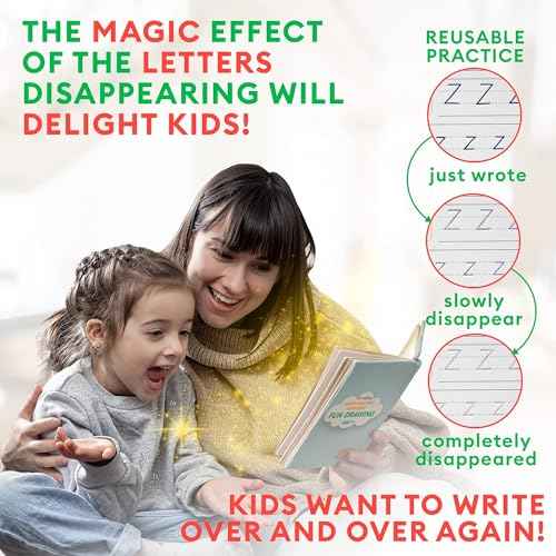 Grooved Handwriting Workbook for Kids Ages 3?5, Montessori Tracing Letters & Numbers 1?100, Reusable Magic Ink Pens Disappearing Ink, Learn to Write the Easy & Fun Way (Medium)