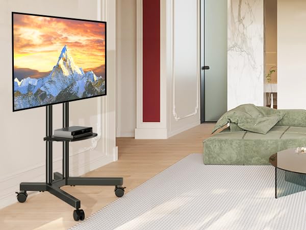 Mobile TV Stand with Upgraded 360° Locking Wheels, Fits 32-75 Inch TVs (Up to 88 lbs) - TAVR Furniture