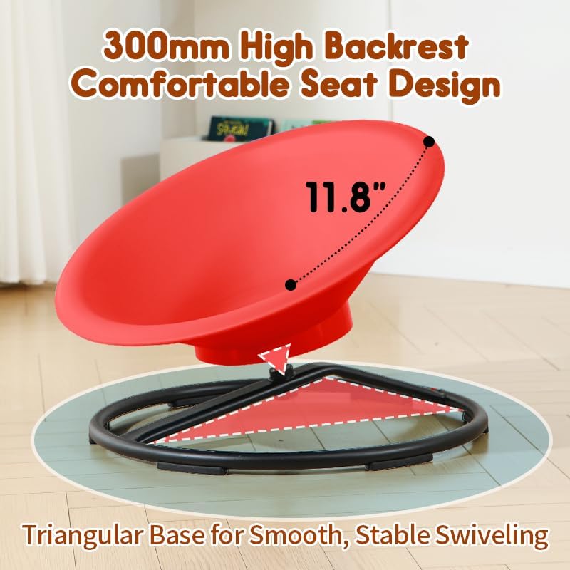 Skiennix Spinning Chair - Sensory Swivel Toy for Autistic Kids Age 3+ | Enhances Motor Skills (Red)