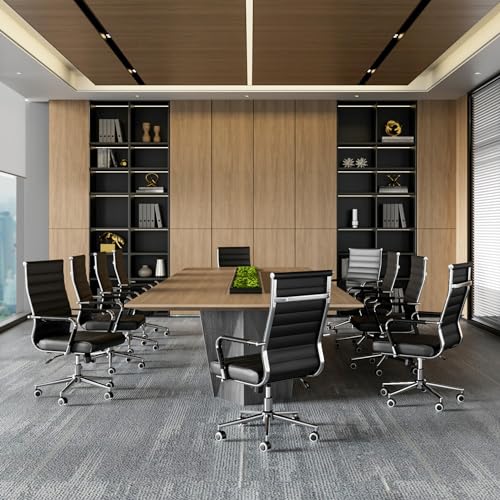 Lepdep Black Ergonomic Office Desk Chair with Adjustable Height & Swivel, Modern Leather Conference Chair