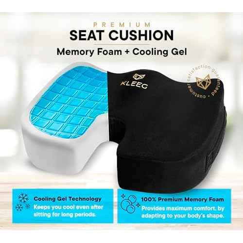 Seat Cushion for Office Chair, Car Seat Cushions, Memory Foam, Gel Seat Cushion for Long Sitting, Sciatica Pain Relief Pillow, Tailbone Pain Relief Cushion, Butt Pillow for Tailbone