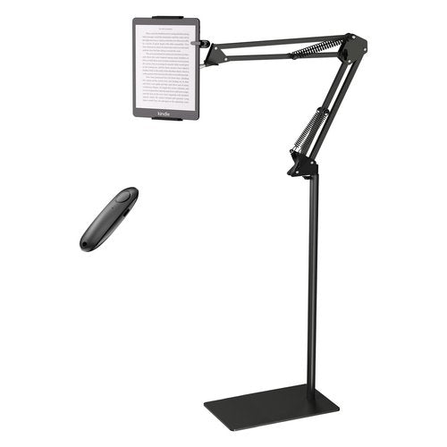 Debtrop Floor Kindle Stand Holder with Remote Page Turner, Bed Holder with Clicker for Reading, Kindle Accessories for 4.7-11.9 inch Devices