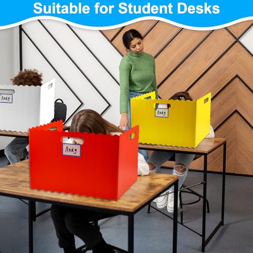 24 Pack Desk Dividers for Students, 6 Colors Privacy Folders for Students desks 16.93x13.4x12in Testing Dividers Includes Labels for Classroom Students