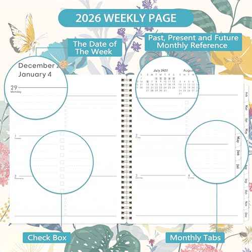 2026 Planner - January 2026 to December 2026, 2026 Planner Weekly and Monthly, 8" x 10", Premium Paper, Twin-Wire Binding, Calendar with Tabs