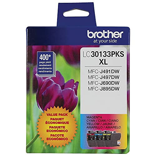 Brother High-yield Color Printer Ink Cartridges LC3013 3-Pack for Work Smart Series - Professional Grade Ink for MFC-J491DW, J497DW, J690DW, J895DW - Up to 400 Pages per Cartridge