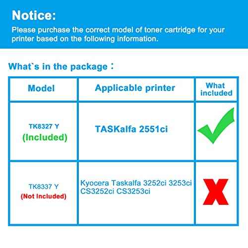 LCL Compatible Toner Cartridge Replacement for Kyocera TK8327 TK-8327 TK8327Y TK-8327Y 1T02NPACS0 TASKalfa 2551ci (1-Pack Yellow)