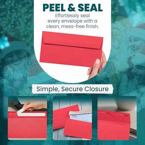 #6 3/4 Red Envelopes Self Seal, 500/pack, Colored Envelopes Letter Size 6 1/2 x 3 5/8 inch, Business Envelopes for Cards, Invitations, Holiday, Postcards, Gifts - 32lb Heavyweight Paper