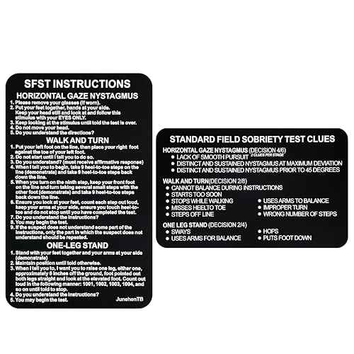 SFST Thick Card Standardized Field Sobriety Test, Black Metal Bend-Resistant SFST Card with Clues, SFST Instruction Police Law Enforcement Gifts (HVBR-EN-BLK-1P)