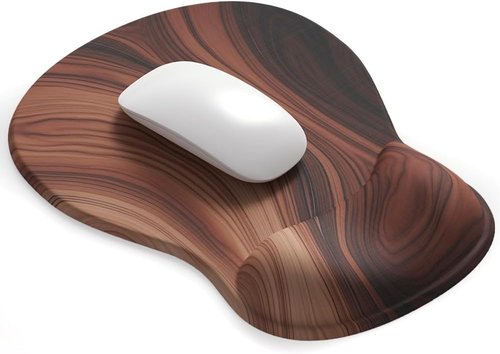 ErgoComfort Gel Wrist Rest Mouse Pad - Ergonomic Support for Office & Gaming - Non-Slip Walnut Grain Design