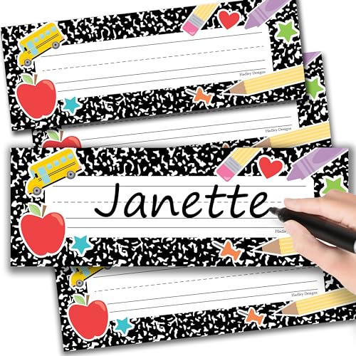 Hadley Designs Composition Notebook Desk Name Tags - 25pcs Classroom Nameplates