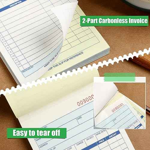 Lincia 18 Pads Sales Order Books 2 Part Carbonless (White/Canary Yellow) Receipt with Carbon Copies Cover Receipt Form Invoice 50 Sets Per Book (4.18 x 7.2 Inch/ 10.6 x 18.3 Cm)