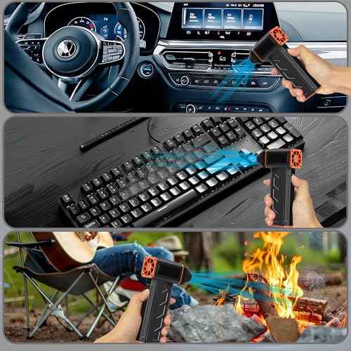 Compressed Air Duster - 130000RPM Electric Air Duster - 3 Gear Adjustable Cordless Jet Dry Blower - Mini Blower Turbo Fan - Rechargeable Air Duster for PC, Keyboard and Car