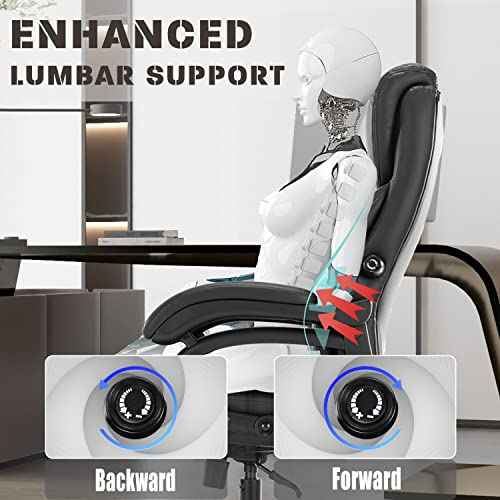 Big and Tall Office Chair- 500 LBS Heavy Duty Executive Rolling Office Chairs for Heavy People with Adjustable Lumbar Support High Back Faux Leather Computer Office Chairs Wide Seat Plus Size Black