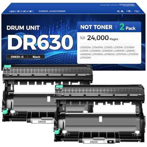DR630 Drum Unit (Not Toner) 2-Pack Printer Replacement Compatible for Brother DR-630 Imaging Drum HL-L2380DW HL-L2320D HL-L2340DW DCP-L2540DW MFC-L2700DW MFC-L2720DW HL-L2300D HL-L2360DW MFC-L2740DW