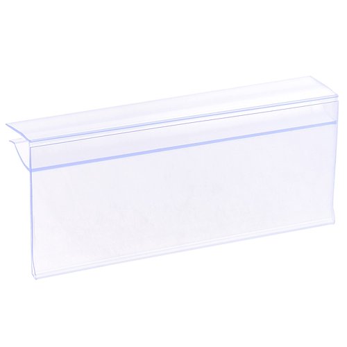 MECCANIXITY Label Holder 100x42mm Clip on Shelf Clear Plastic for 4-8mm Glass Shelving, Pack of 20