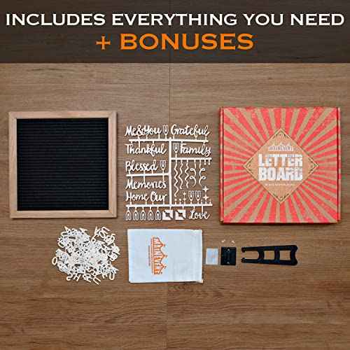 Wooden Felt Letter Board Precut, Wifi Sign, Changeable Baby Announcement Board w/Pre-Cut Letters Numbers Symbols 10x10 Inch