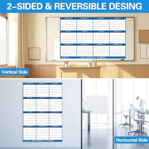 24" x 36" 2026 Wall Calendar Folded Wet & Dry Erase 12 Month Annual Yearly Wall Planner Vertical-Horizontal,Reversible, with Julian (24" x 36" 2026 Wall Calendar)
