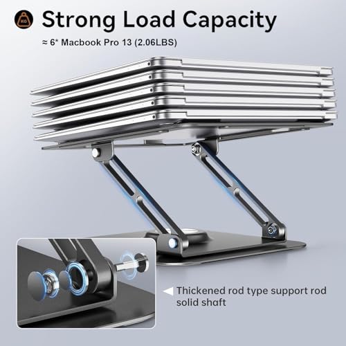 Grey Aluminum Laptop Stand for 10-16 inch Laptops, 360° Rotating & Adjustable