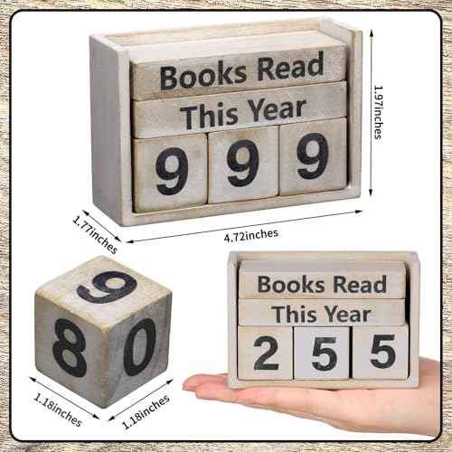 Yerliker Books Read This Year Counter Book Lover Gift up to 999 Bookish Accessories Bookworm Gift for Club Members Student Teacher Reading Accessories(Rustic)