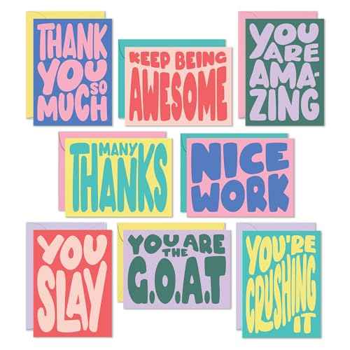 S&O Set of 24 Cute Appreciation Cards with Envelopes - 8 Unique Appreciation Card Designs - Thank You Cards for Coworkers, Employee, Teachers, Recognition & Gratitude, 4.25¡±x5.75¡±