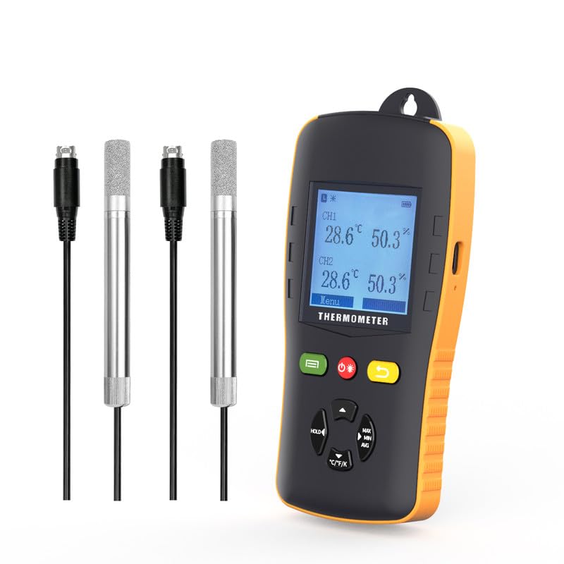 Tzone Temperature & Humidity Data Logger - Dual Channel USB Probe for Accurate Readings | Ideal for Greenhouses & Labs
